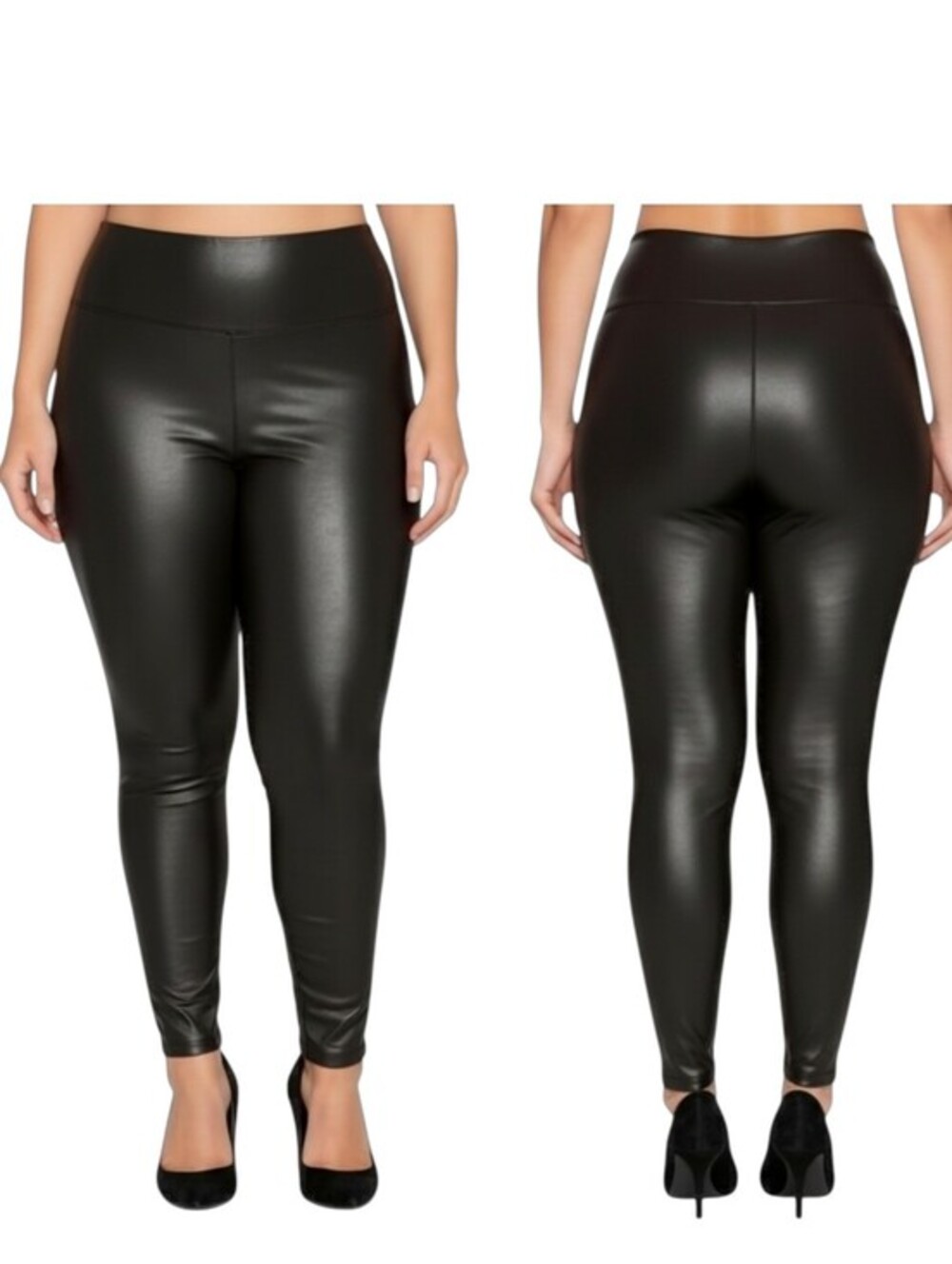 NWT‎ Spanx Black Faux Leather High Waisted Compression Leggings- Plus Size 2X